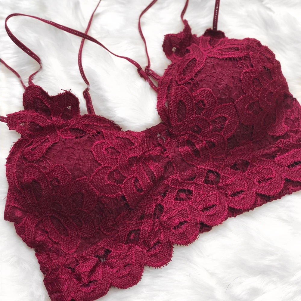 🆕 Lena Crochet Lace Bralette - Burgundy - Picture 2 of 8